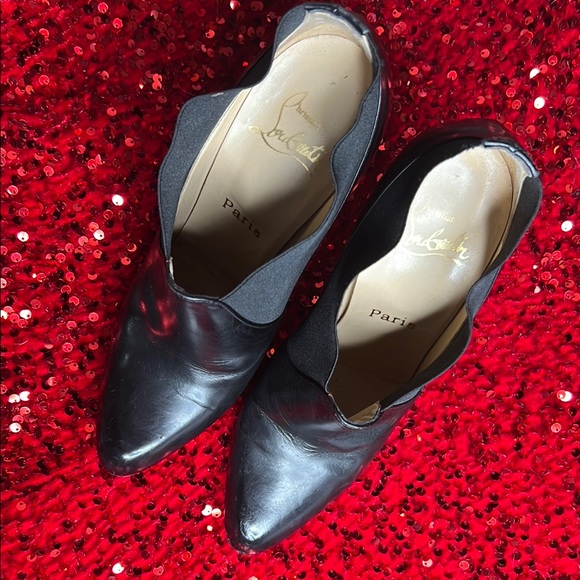 Christian Louboutins Ankle Booties Black Leather Red BottomsWomen's High Heels - Picture 13 of 13